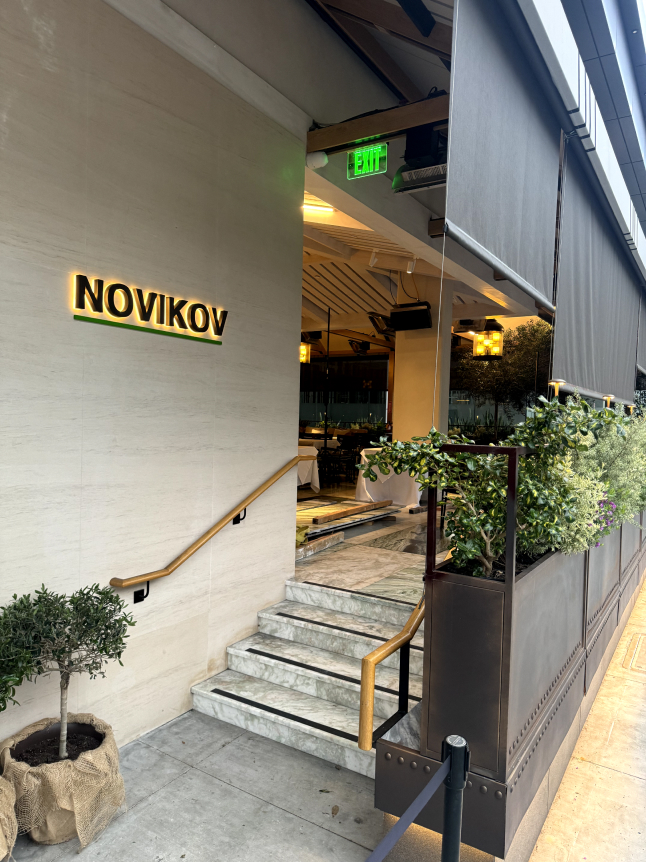 Marble restaurant entrance installation