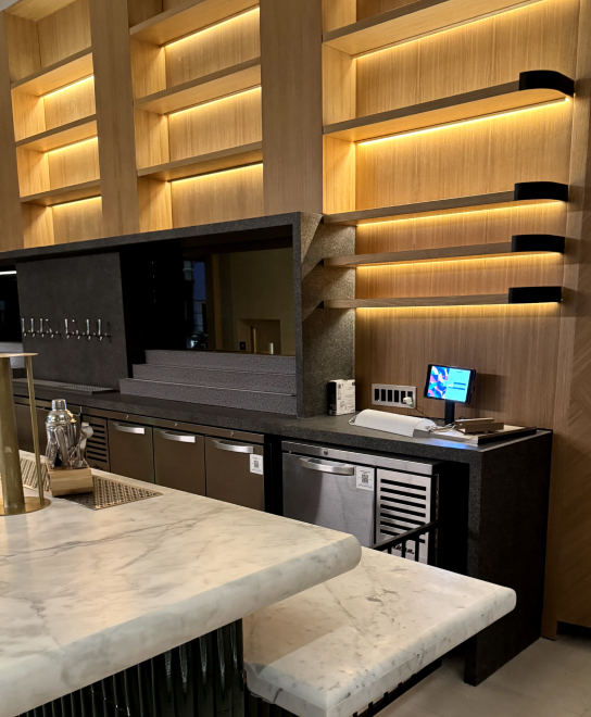 Bar countertop and shelving